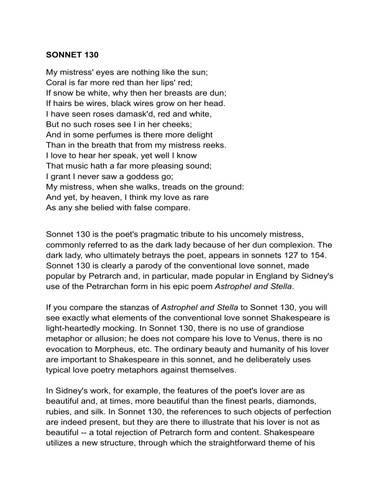 poetry essay of sonnet 130