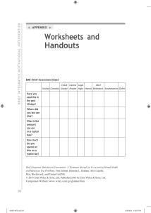 Brief Integrated Motivational Intervention Worksheets and Handouts