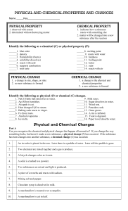 Phys and Chem Properties and Changes and KEY