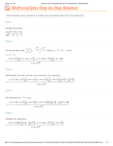 derivative of f(x)=Divide[Power[x,3]+9x-7,Power[x,6]-9] - Wolfram Alpha