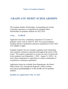 Graduate Merit Scholarships Notice 2022-2023