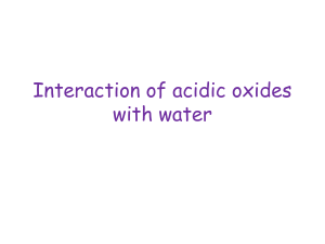 Interaction of acidic oxides with water