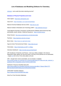 List of Chemistry Databases and Modeling and Simulation Software