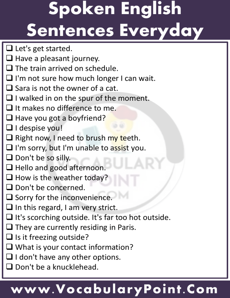 Spoken English Sentences Everyday Pdf