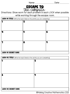 two-step equations escape room student recording sheet