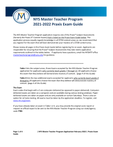 NYSMTP -Praxis Exam Guide February-2022