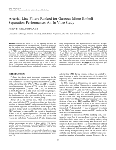 Arterial Line Filters Ranked for Gaseous Micro-Emboli Seperation Performance-In Vitro Study