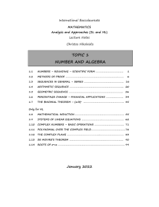 Topic 1. Number and Algebra