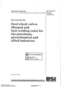 BS 1868-1975 - Spec. for Steel check valves (flanged & butt-welding ends) for the petroleum, petrochemical & allied industries