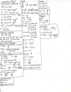 Physics 7A Cheat Sheet