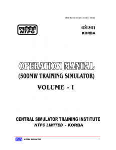 Operation Manual (500 MW Training Simulator) Vol-1