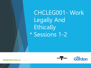 Power Point - CHCLEG001Work Legally and Ethically V2