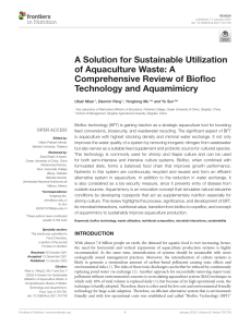 A Solution for Sustainable Utilization of Aquaculture Waste A Comprehensive Review of Biofloc Technology and Aquamimicry