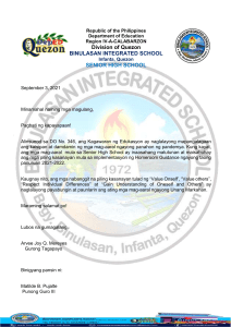 Binulasan Integrated School Letter to Parents