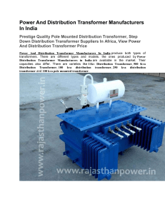 Power And Distribution Transformer Manufacturers In India