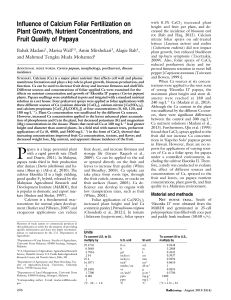[19437714 - HortTechnology] Influence of Calcium Foliar Fertilization on Plant Growth, Nutrient Concentrations, and Fruit Quality of Papaya