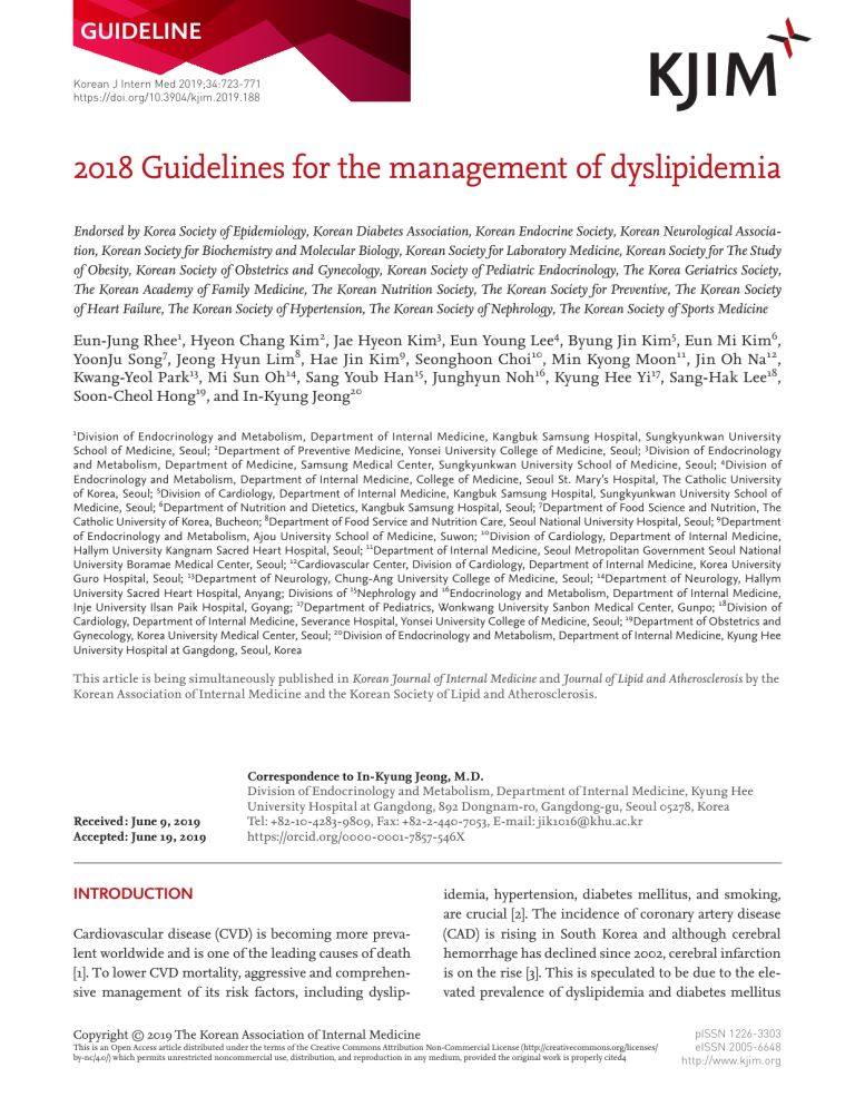 2018 Guidelines For The Management Of Dyslipidemia