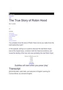 The True Story of Robin Hood