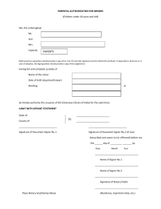 PARENTAL AUTHORIZATION FOR MINORS & Bank Template