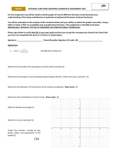 Rational Functions Graphing Assignment 2021