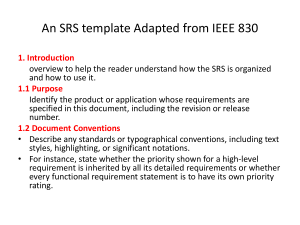 An SRS template Adapted from IEEE 830