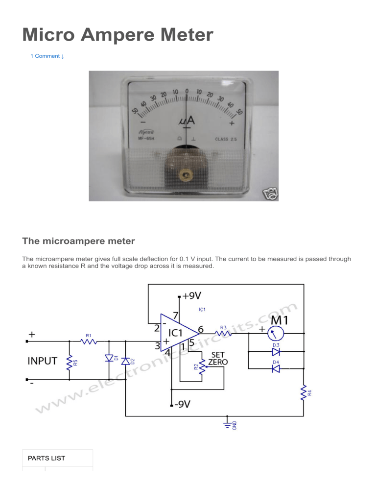 Micro Ampere Meter Electronic Circuits