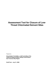 SFRWQCB Low Threat Chlorinated site Closure Assessment Tool