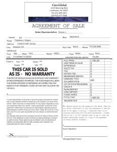 Agreement of Sale Cars-Global