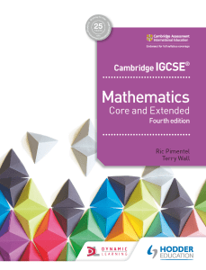 Cambridge IGCSE Mathematics Core and Extended Fourth Edition Ric Pimentel Terry Wall
