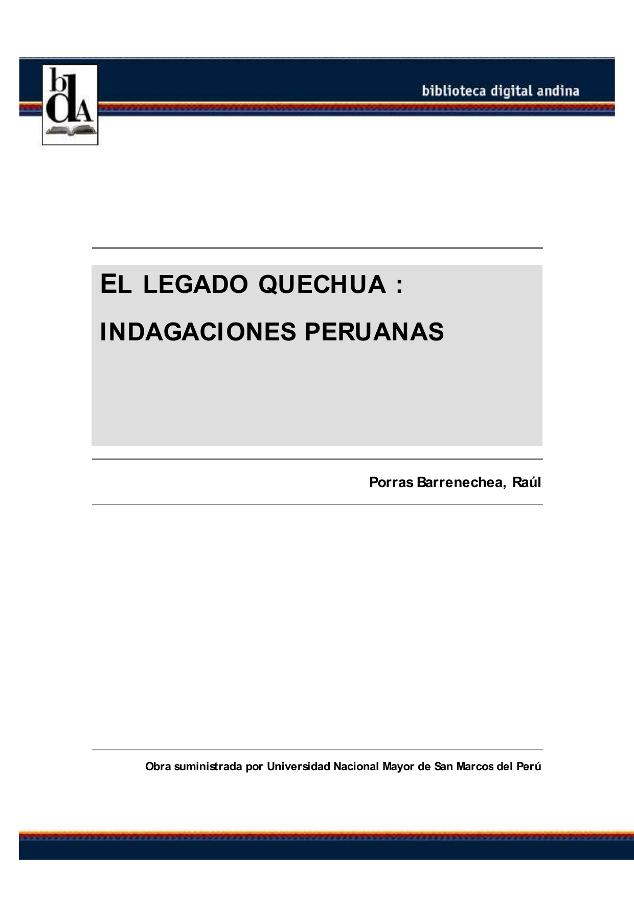 El legado quechua pornechea barne LA 000