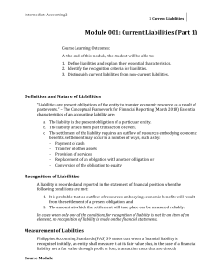 Week 1 - Module 001 Current Liabilities (Part 1)