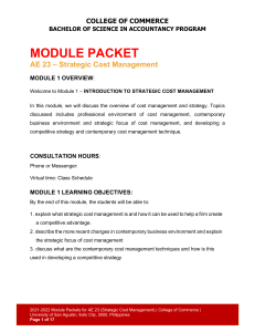 AE 23 Module 1 INTRO to Strategic Cost Management
