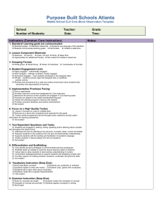 ELA Core Block Observation Template for MS