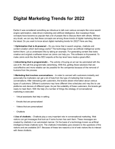 Digital Marketing Trends for 2022