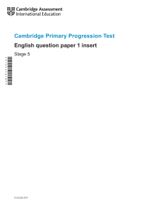 2018 Cambridge Primary Progression Tests English Stage 5 INS Paper 1 tcm142-430105