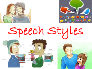 Speech Styles and Communicative Strategies