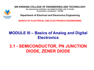 3.1 Semiconductor, PN Diode and Zener Diode