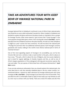 TAKE AN ADVENTURES TOUR WITH JOZEF BEHR OF HWANGE NATIONAL PARK IN ZIMBABWE 