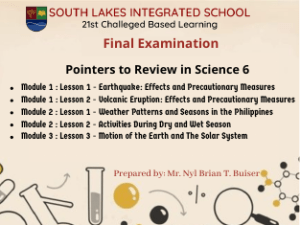Pointers to Review in Science 6 (Final Examintion)