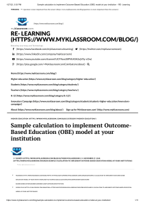 Sample calculation to implement Outcome-Based Education (OBE) model at your institution – RE- Learning