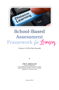 School Based Assessment Framework Versio