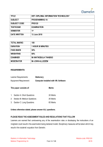 Programming 1A Exam