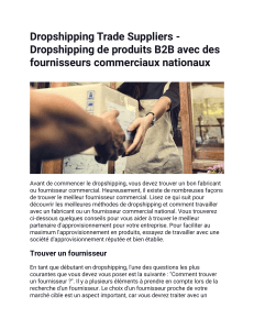Dropshipping Trade Suppliers - Dropshipping de produits B2B avec des fournisseurs commerciaux nationaux