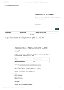 Agribusiness management (ABM) MCQ - Shasyadhara Agriculture