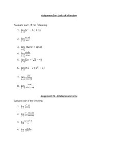 Assignments 2A and 2B - Limits of a Function