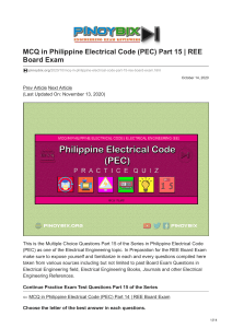 pinoybix.org-MCQ in Philippine Electrical Code PEC Part 15  REE Board Exam