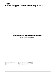 KLM Technical Questionnaire