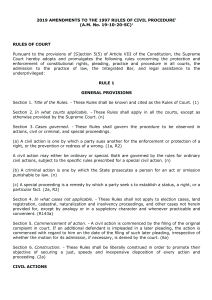 2019 AMENDMENTS TO THE 1997 RULES OF CIVIL PROCEDURE1