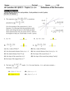 Quiz 5 - Topic 2.4  (AB Fall 2019) - SOLUTIONS