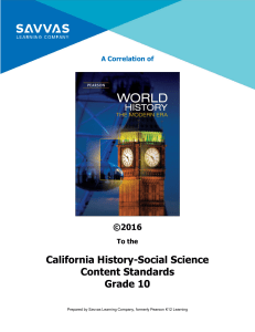 World History Correlation to CA Standards Grade 10